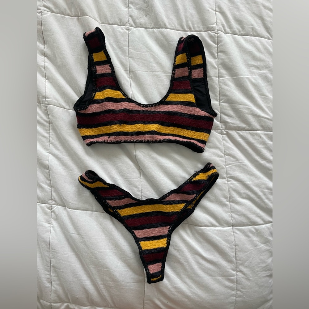 Indah crochet striped bikini